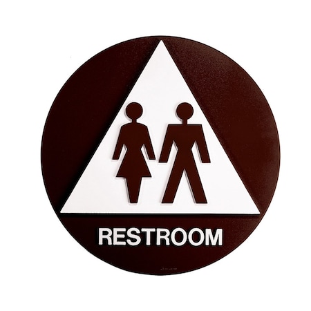 Bcf 12 x 12, Unisex Door Sign, Circular With Triangle Print, Picture & Text, Brown SBH12U-BROWN